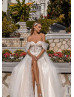 Off Shoulder Beaded Lace Tulle Princess Wedding Dress